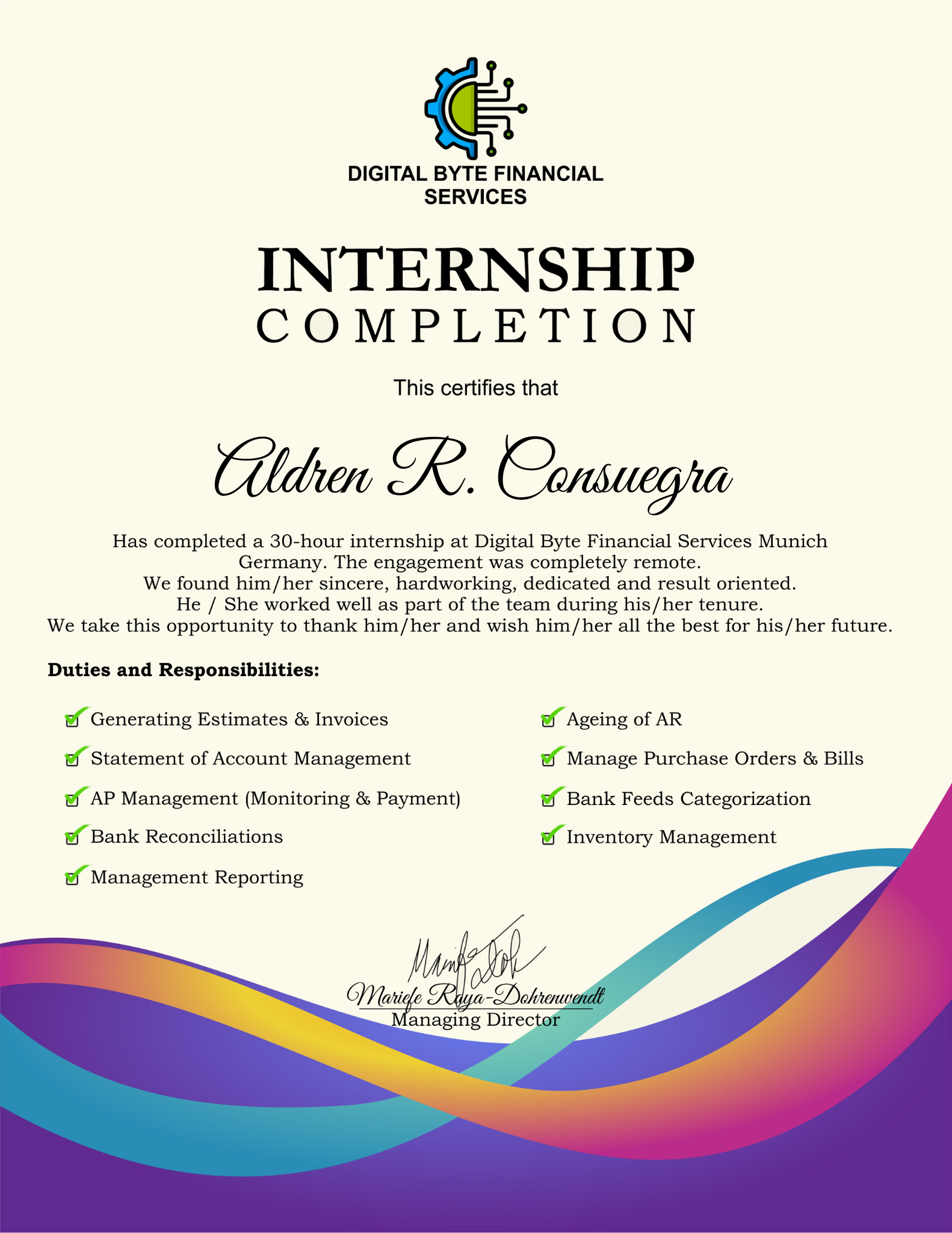 Bookkeeping Internship