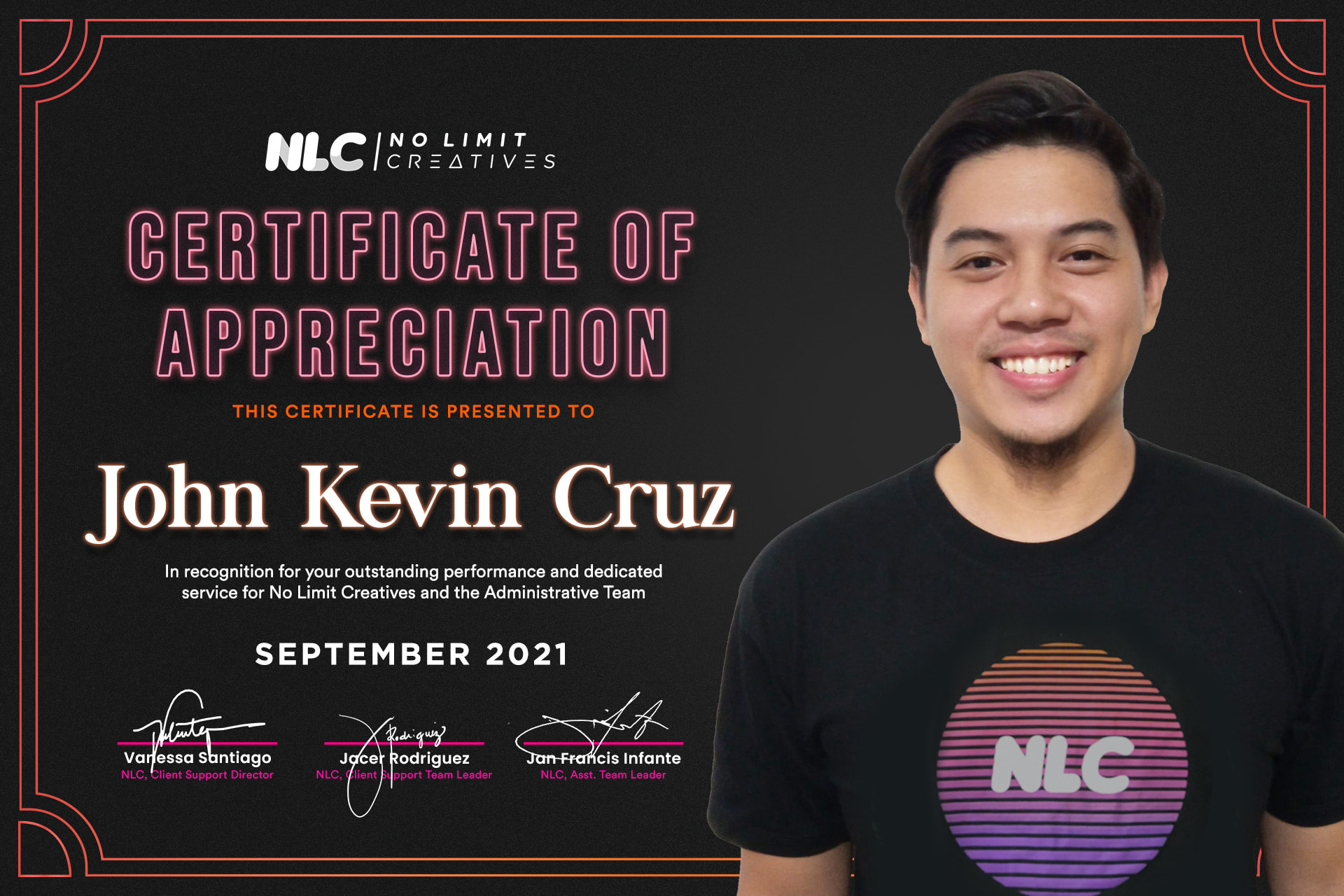 Certificate of Appreciation