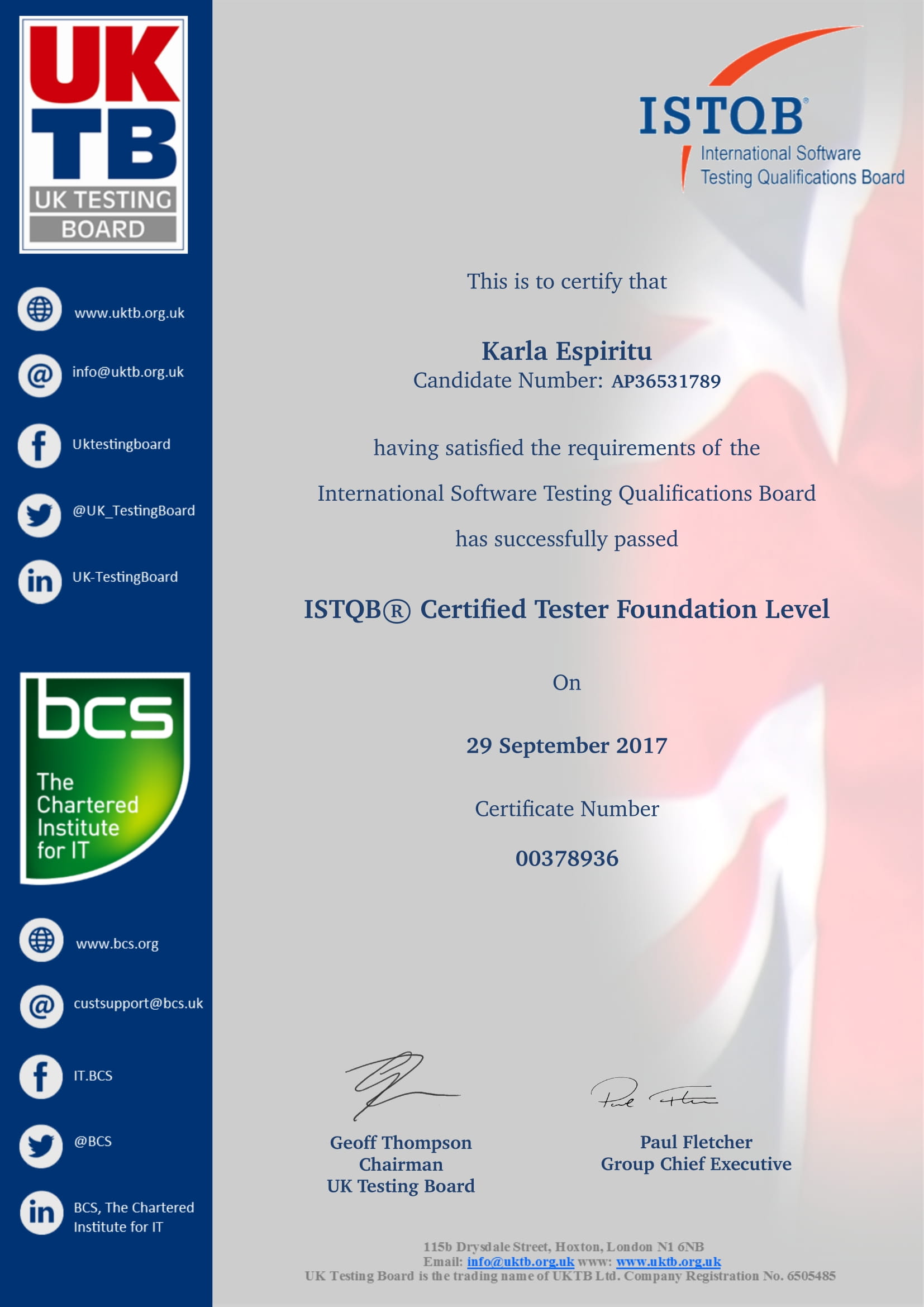 ISTQB Certified Tester - Foundation Level