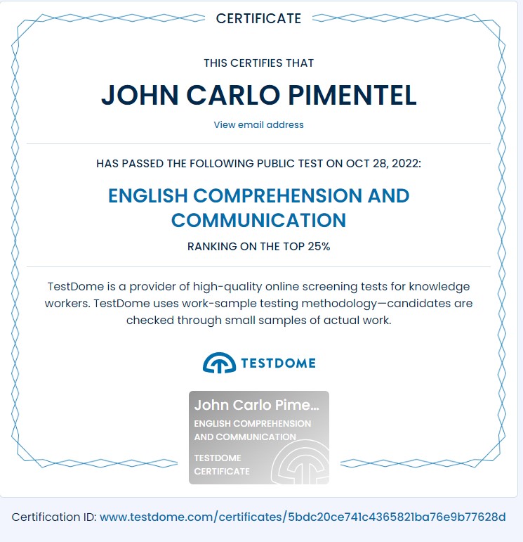 English Comprehension Certificate