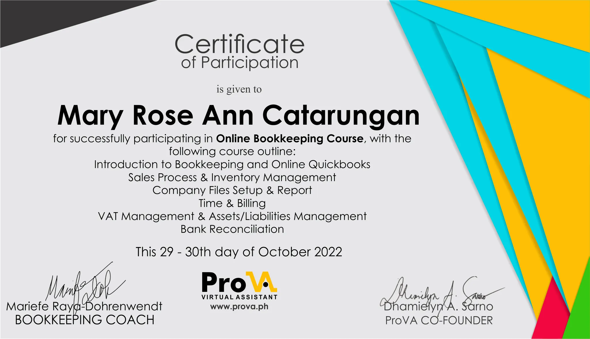 ProVA Bookkeeping In-depth Training