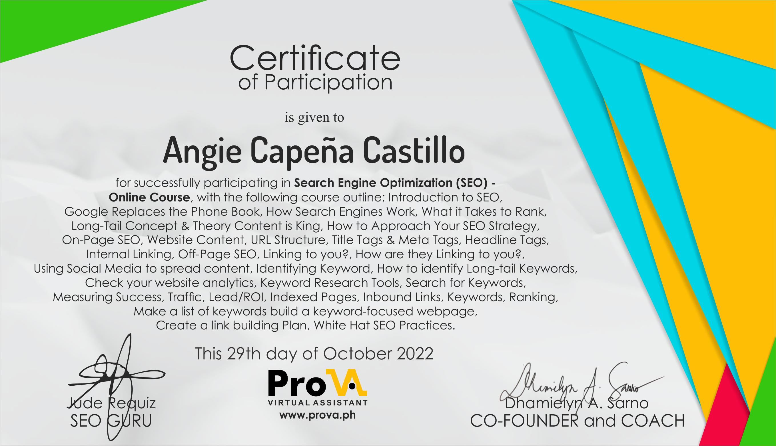 SEO In-Depth Certificate