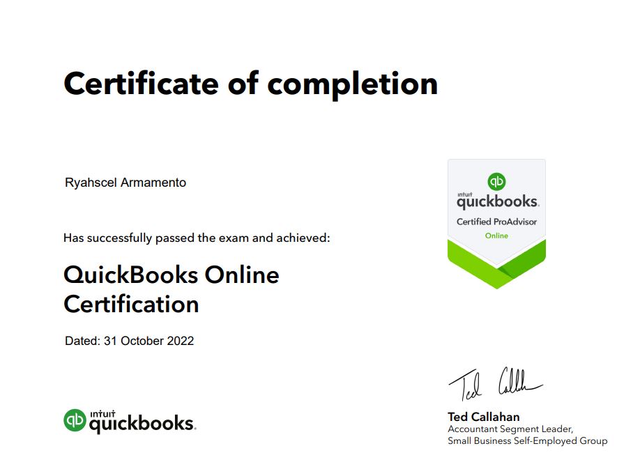 QuickBooks ProAdvisor Certified