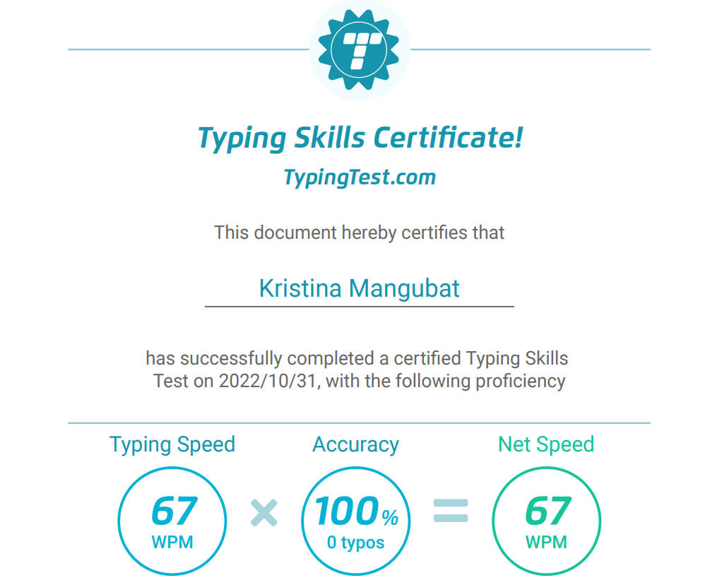 Typing Test Result