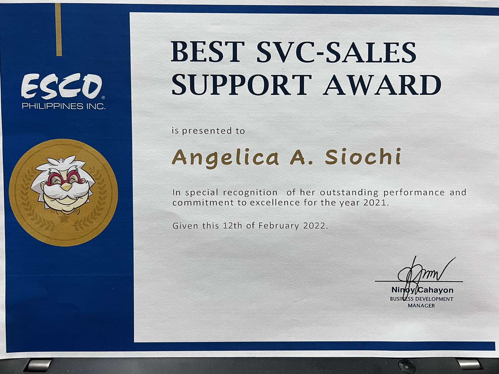 Service Sales Awardee