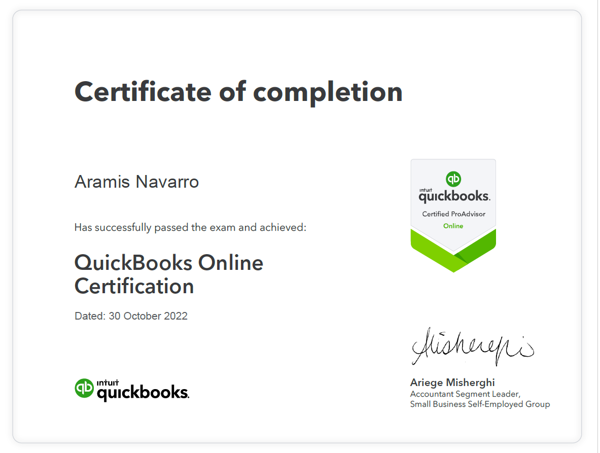 QuickBooks Pro Advisor Certification