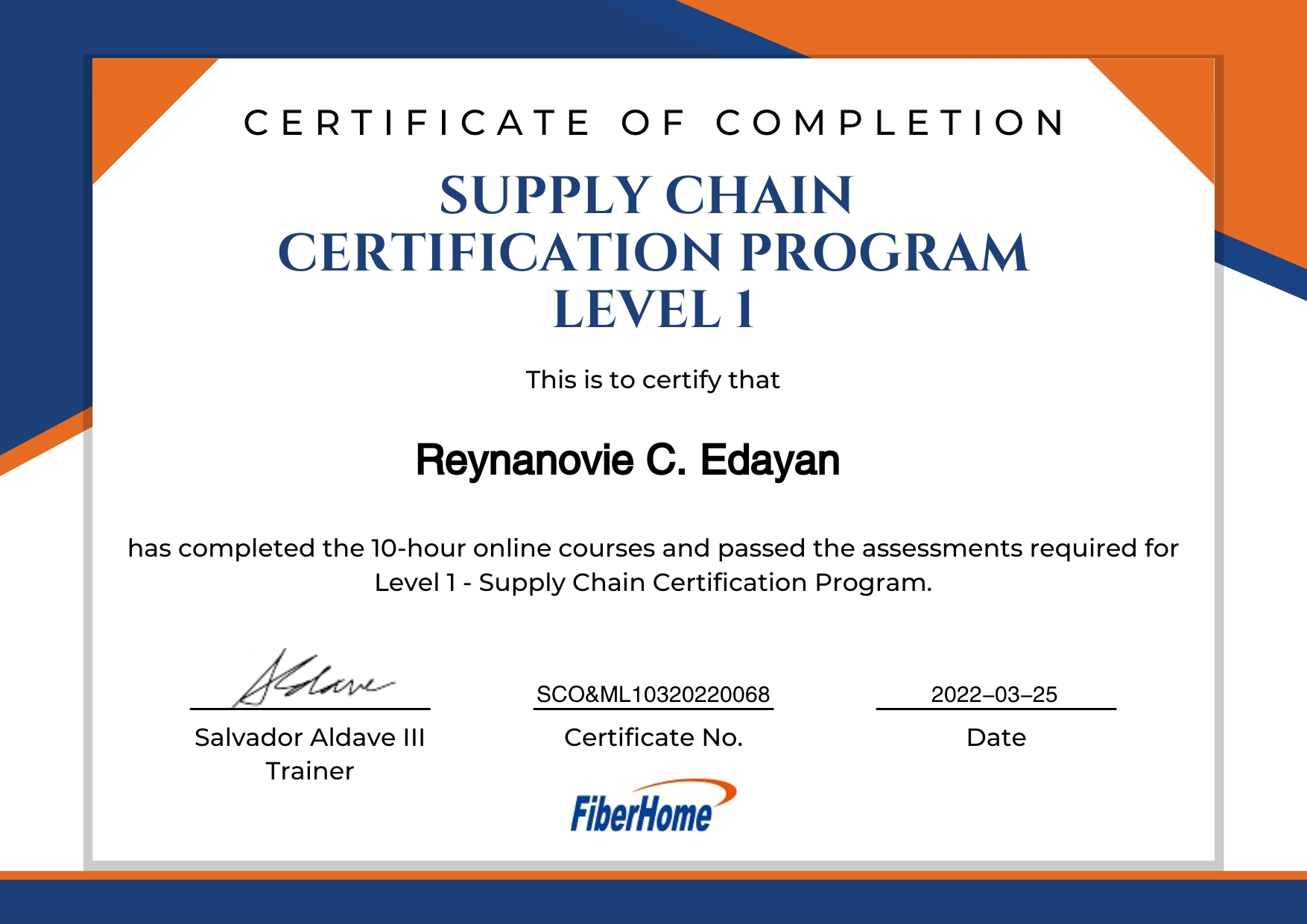 Supply Chain Program - Level 1