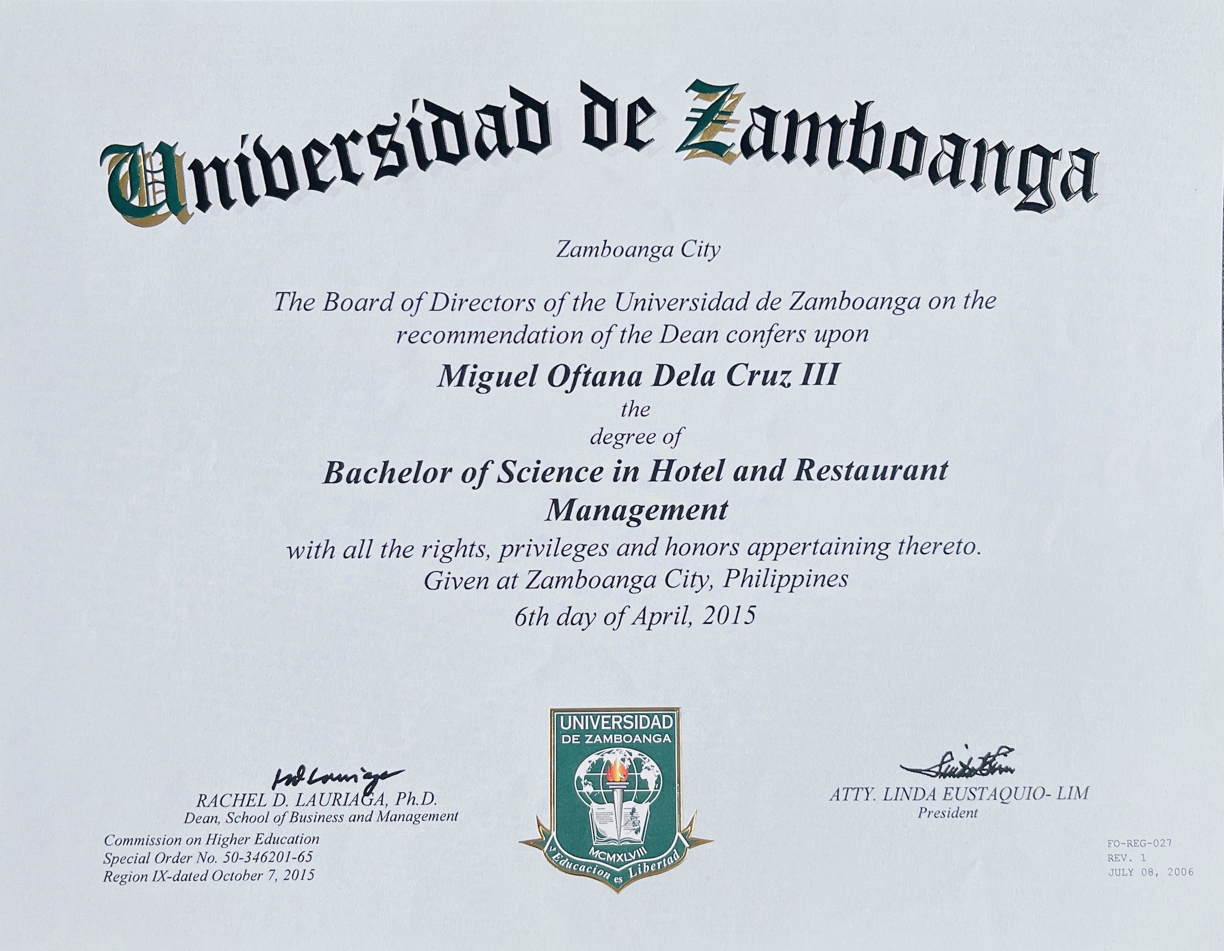 Certificate of Degree