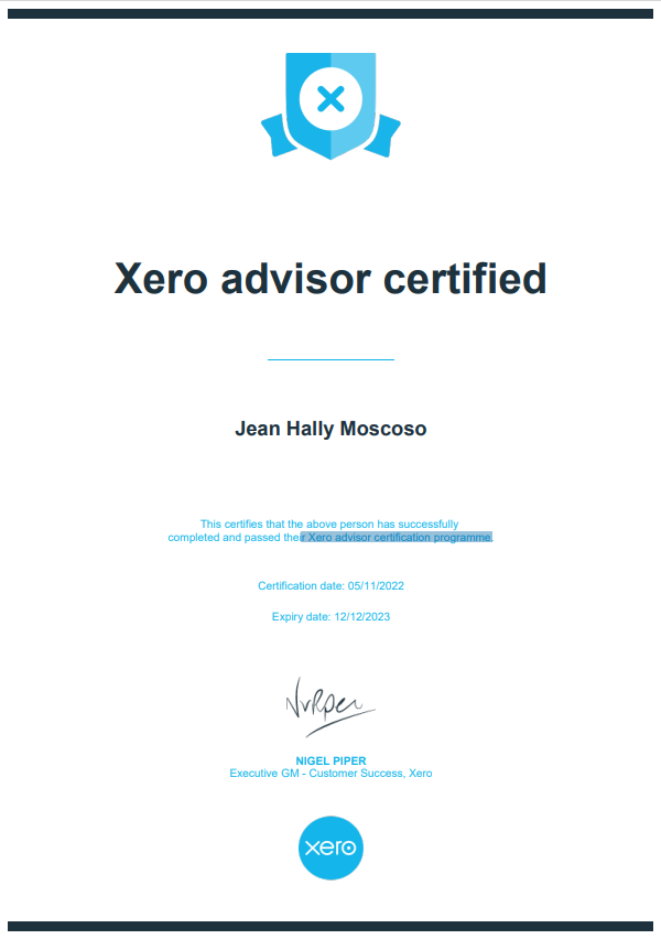 Xero Advisor Certified