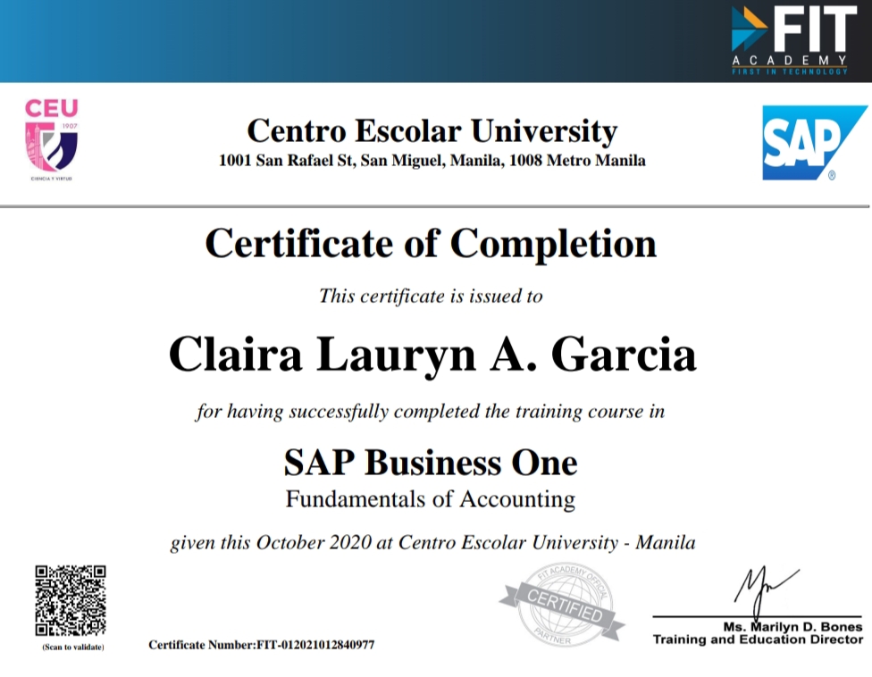 SAP Certificate