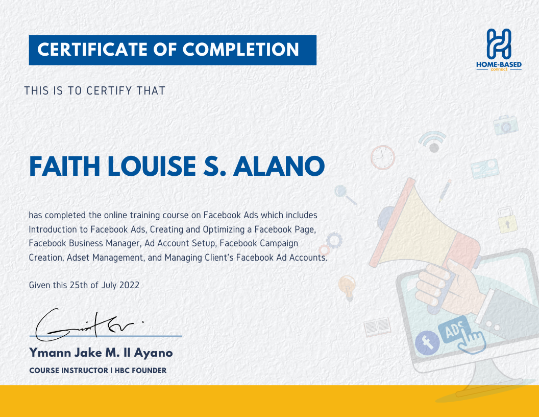 HBC FB ADS Certificate