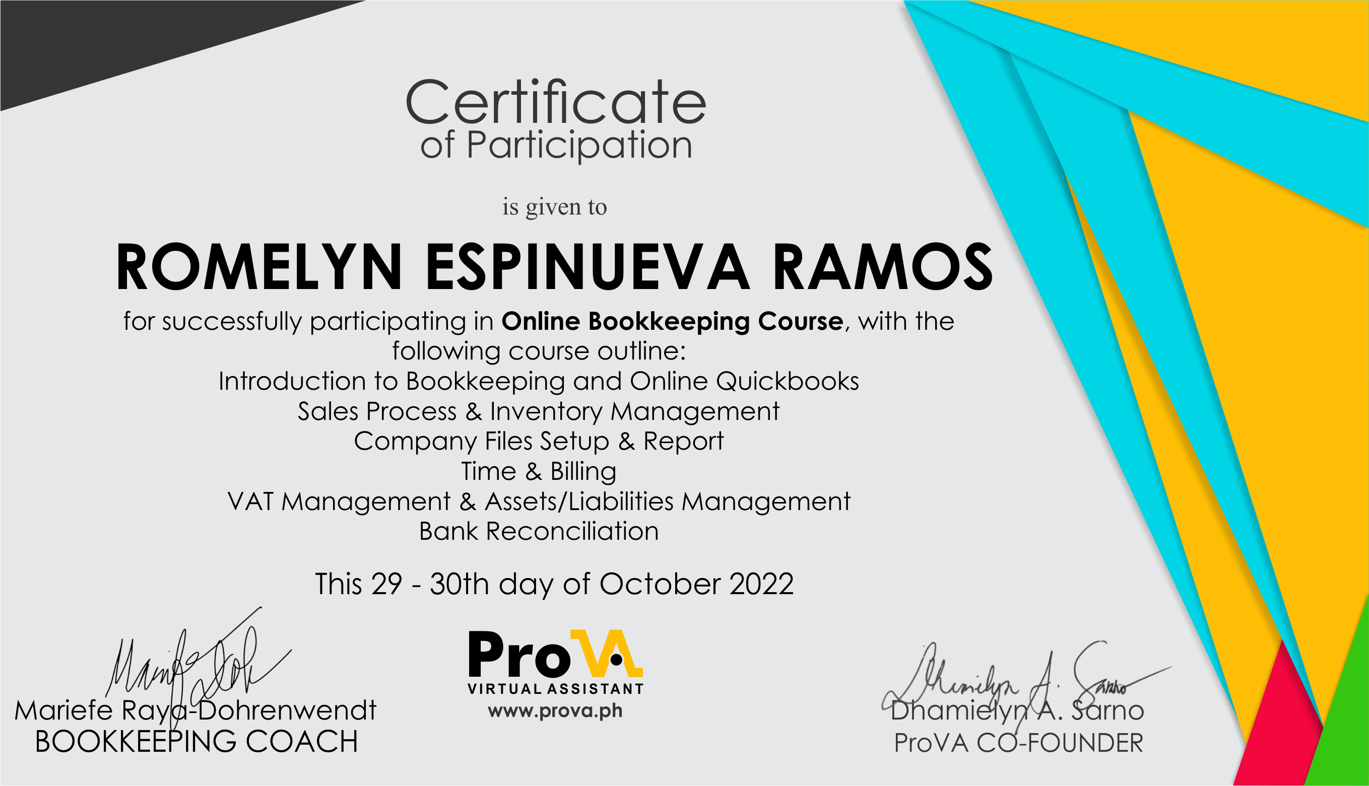 Online Bookkeeping Certificate