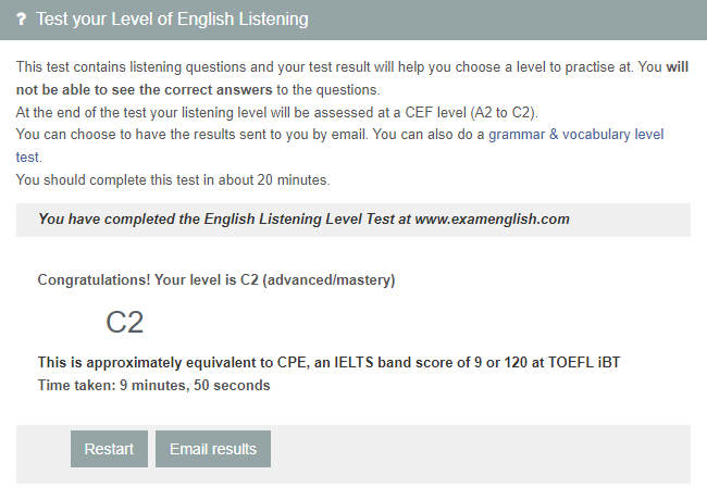 English Listening Level Test