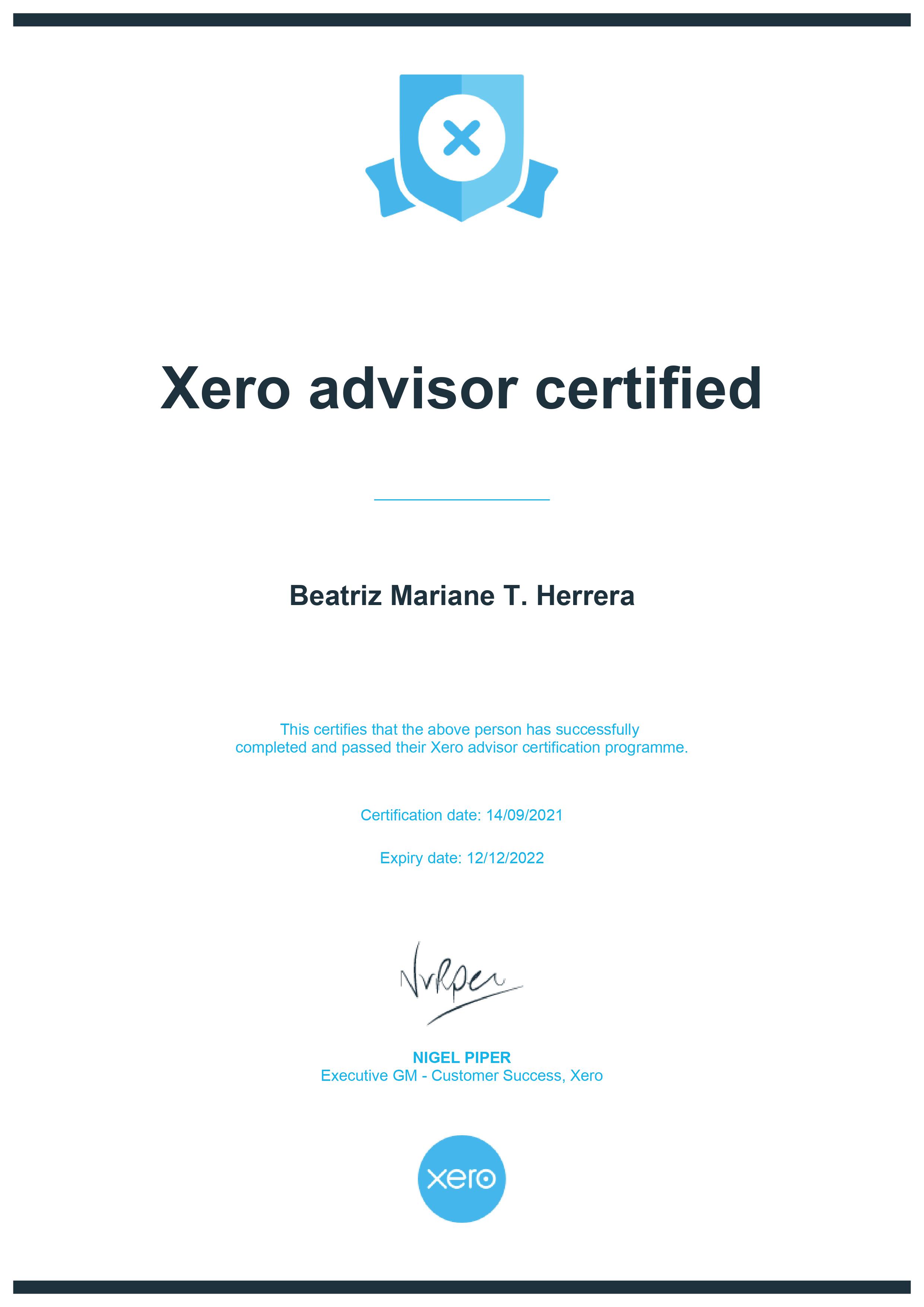 Xero Advisor Certified