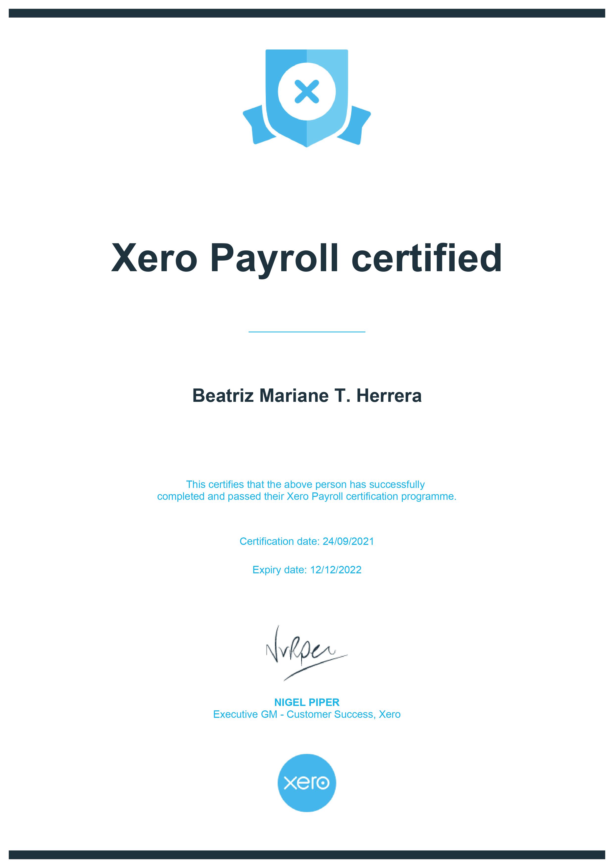 Xero Payroll Certified