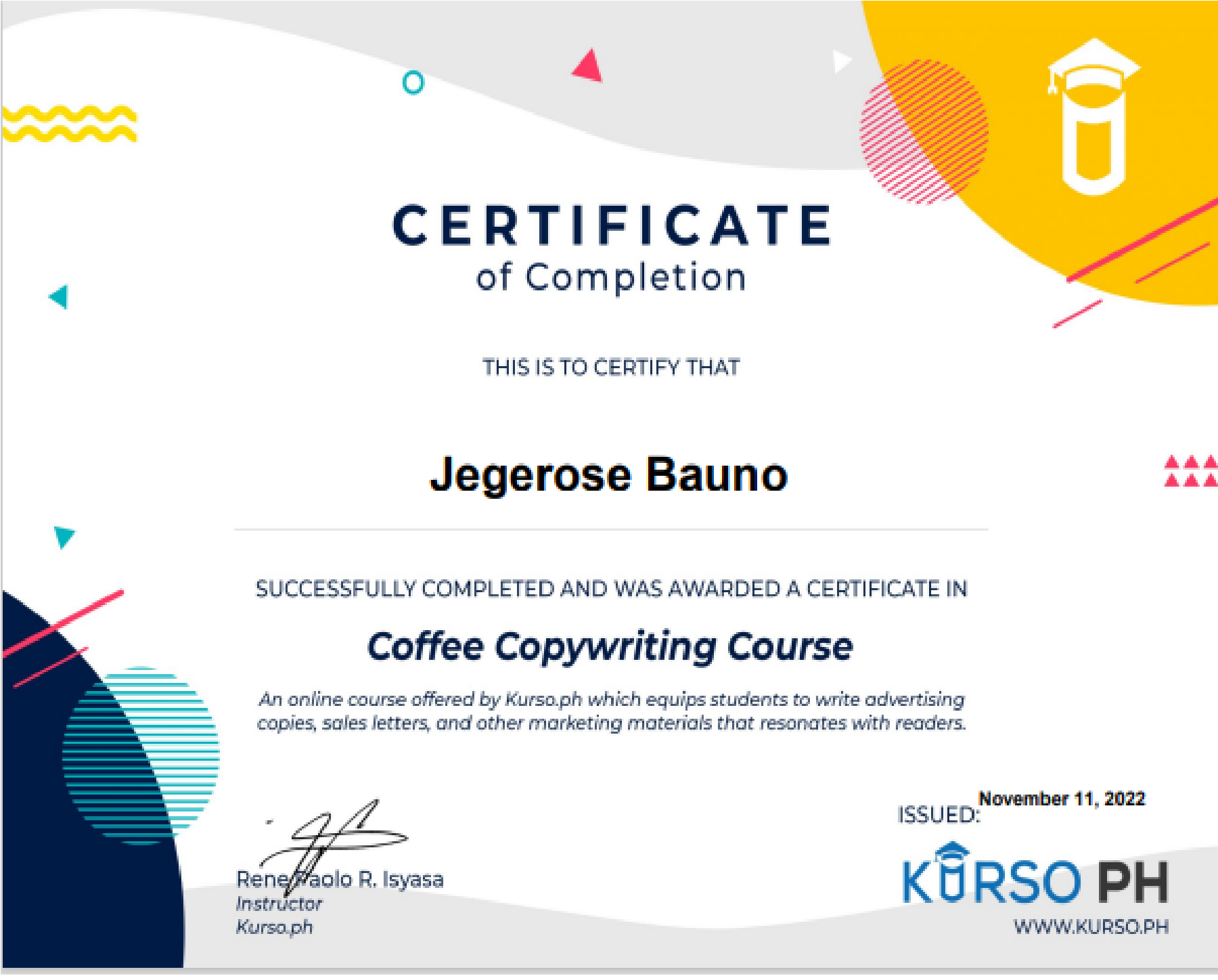 Copywriting Certificate - Kurso.Ph