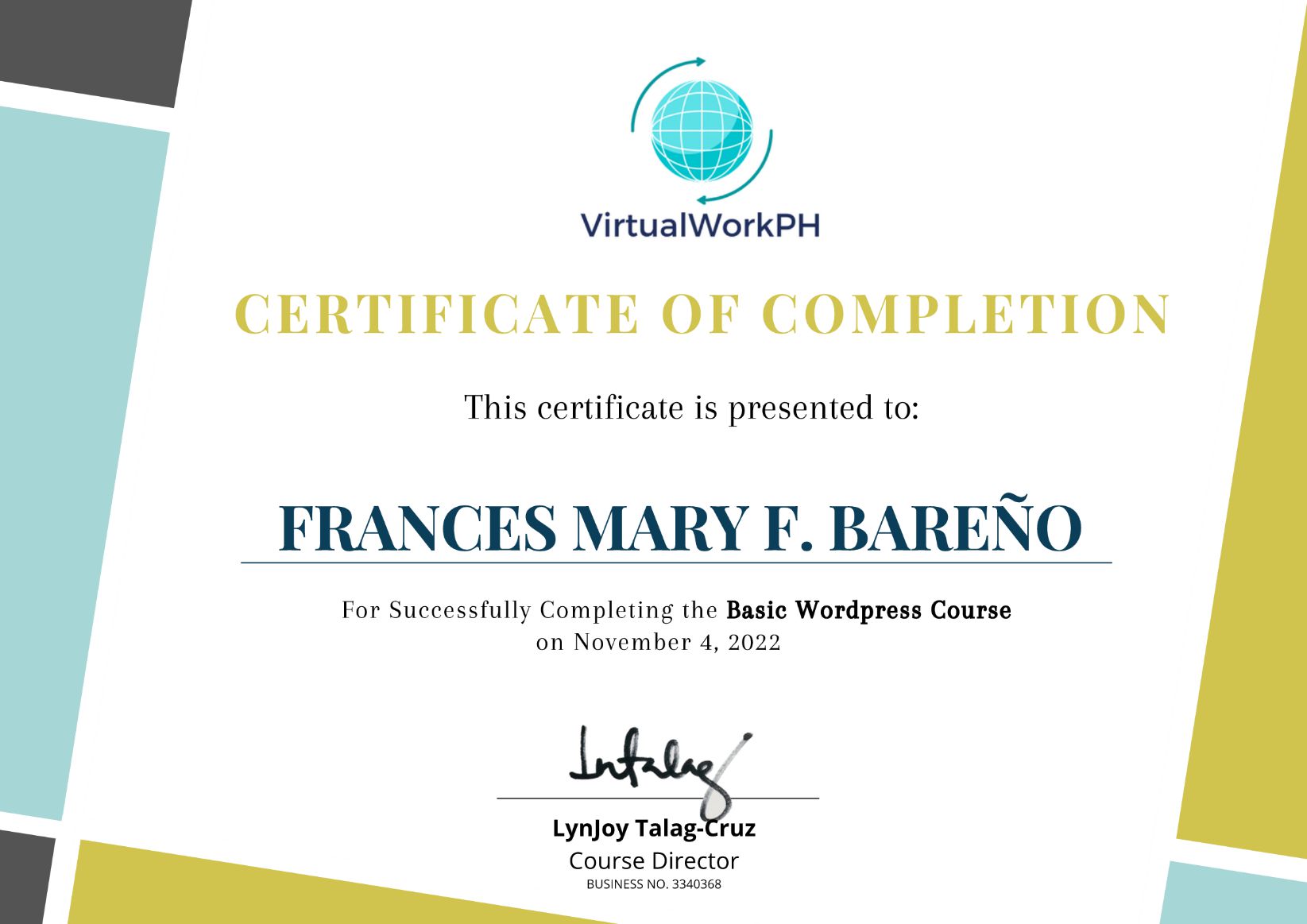 VirtualWorkPH Basic Wordpress Course