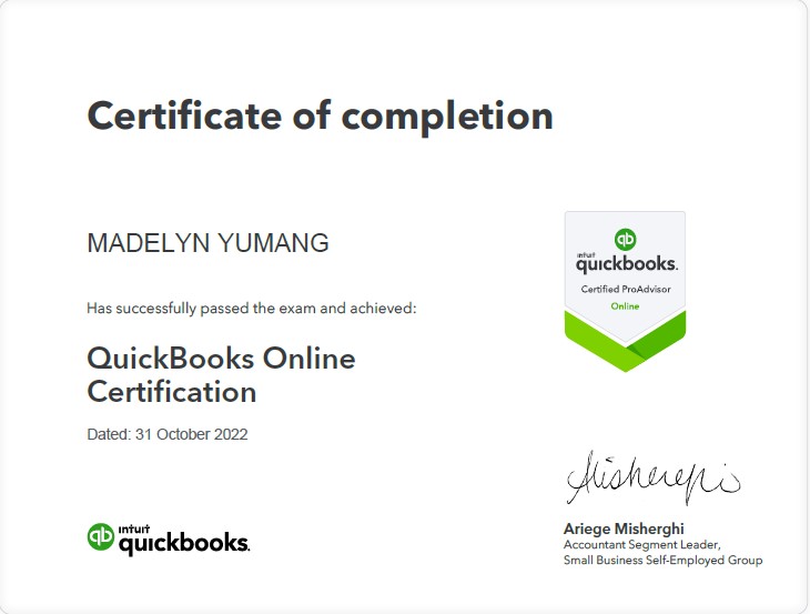 QuickBooks Online ProAdvisor Certificate