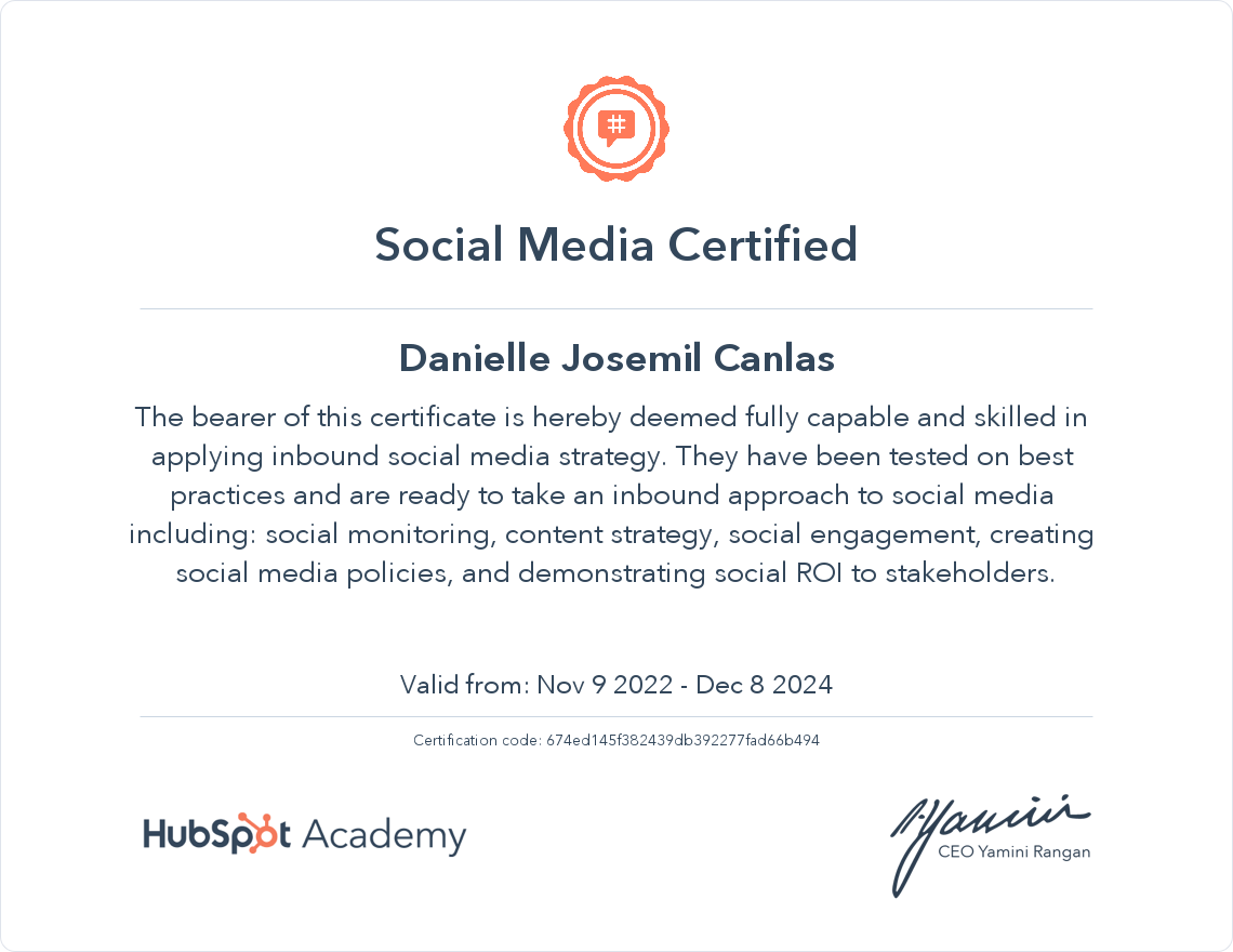 HubSpot Social Media Certified