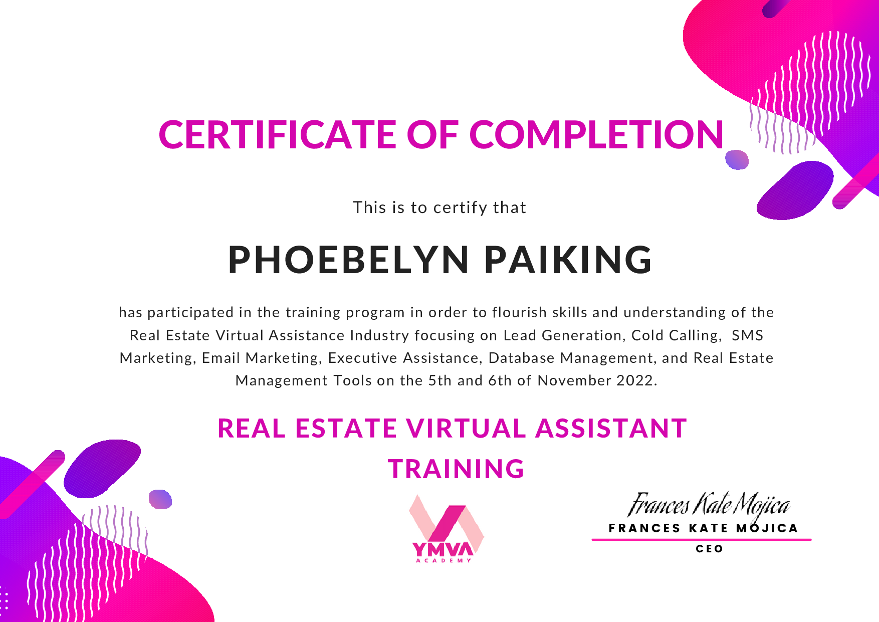 Real estate certificate