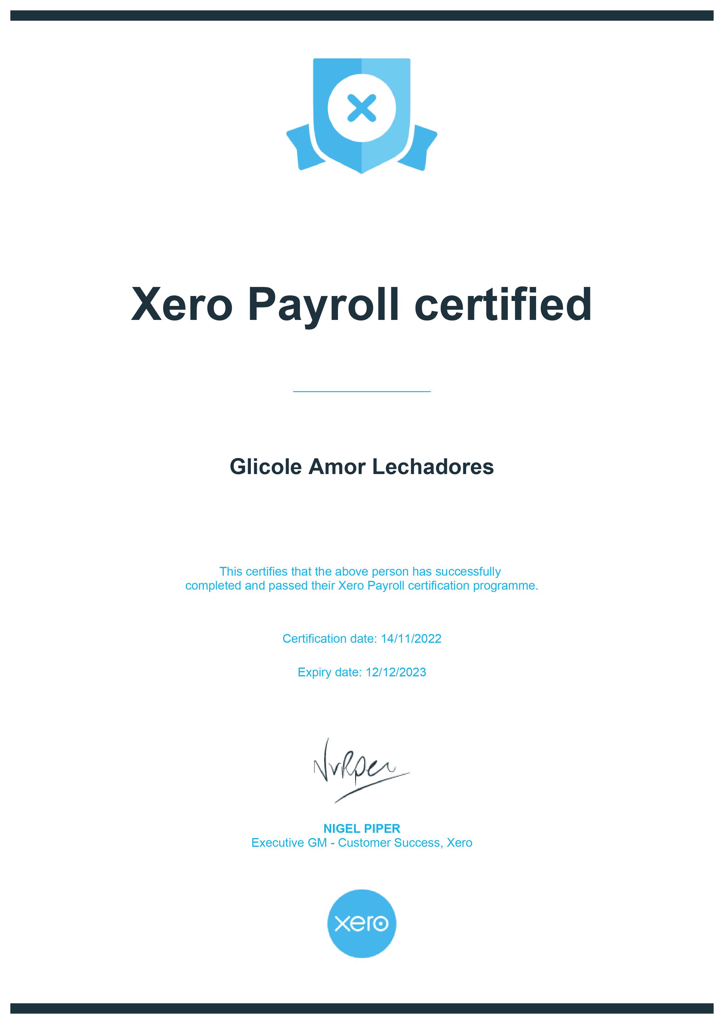 Xero Payroll Certification