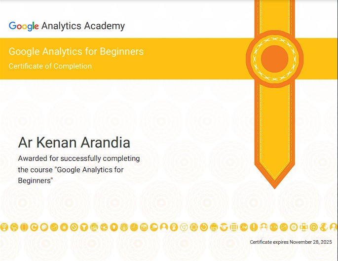 Google Analytics Certificate of Completion