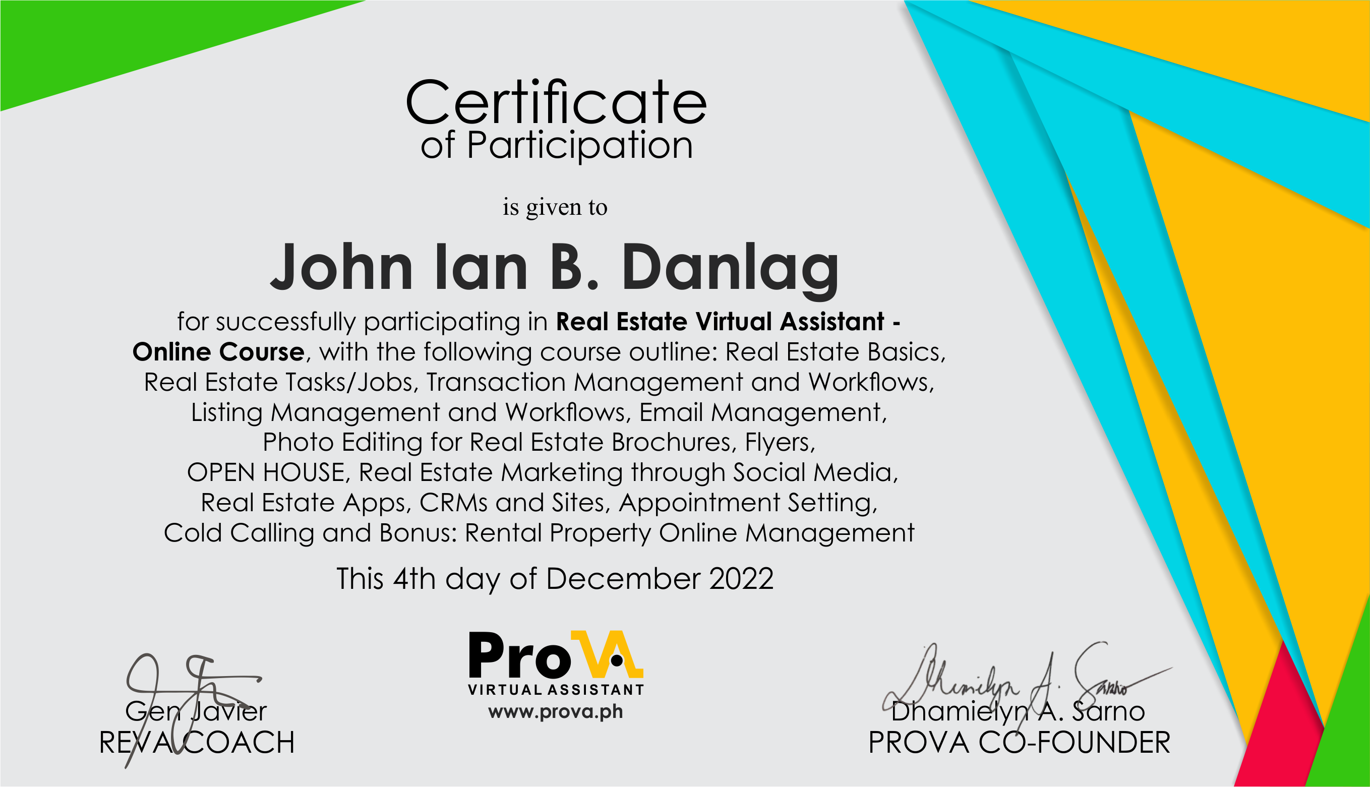 John Ian B. Danlag // Virtual Assistant - Myprofile