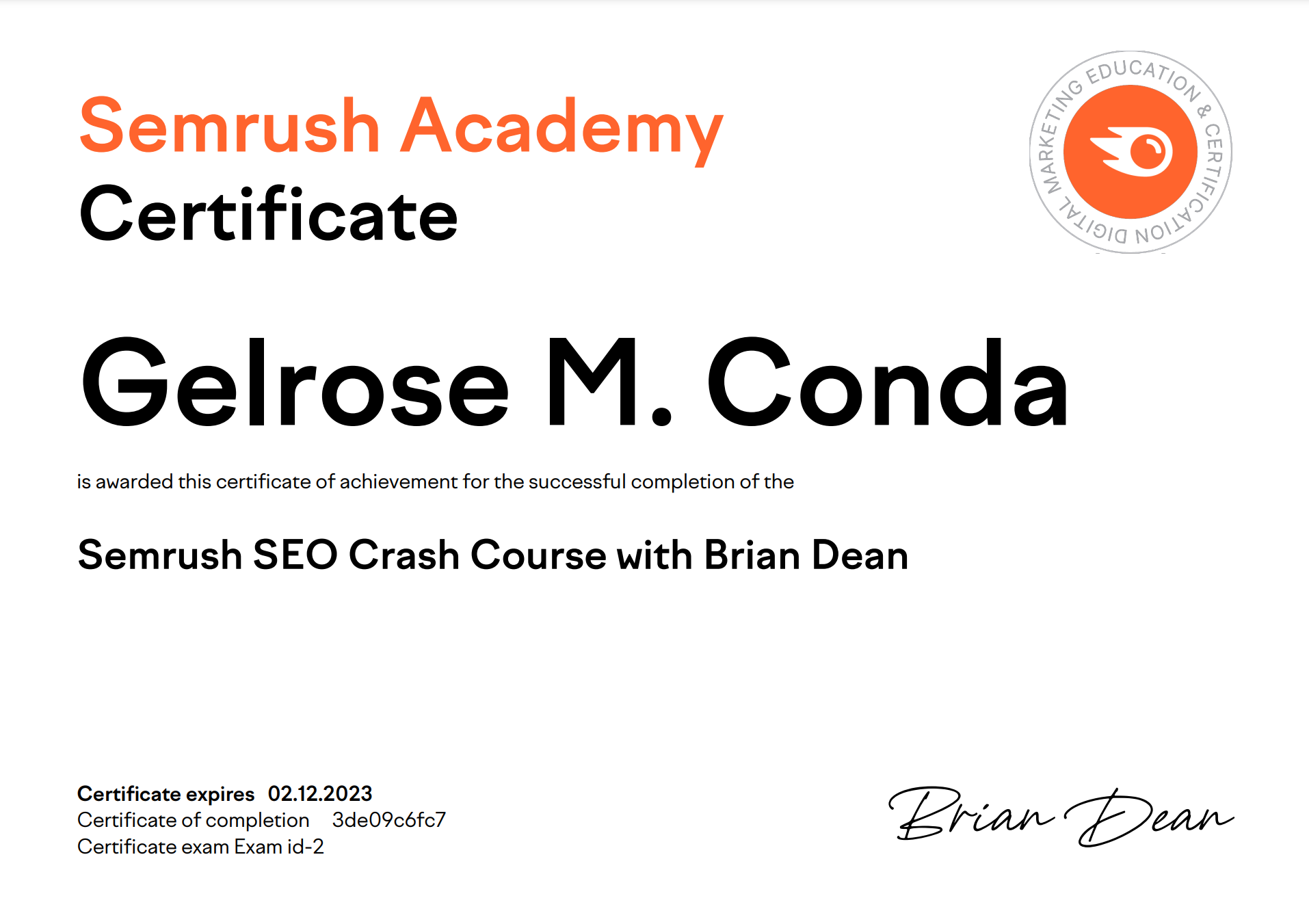 SEO Crash Course SEMRush Academy