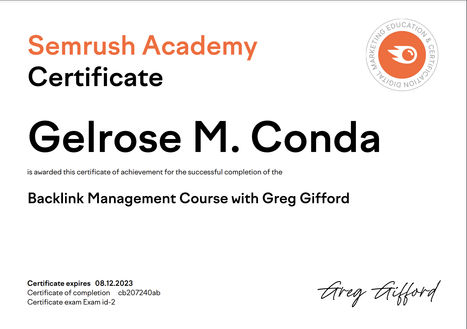 Backlink Management Course SEMRush Academy