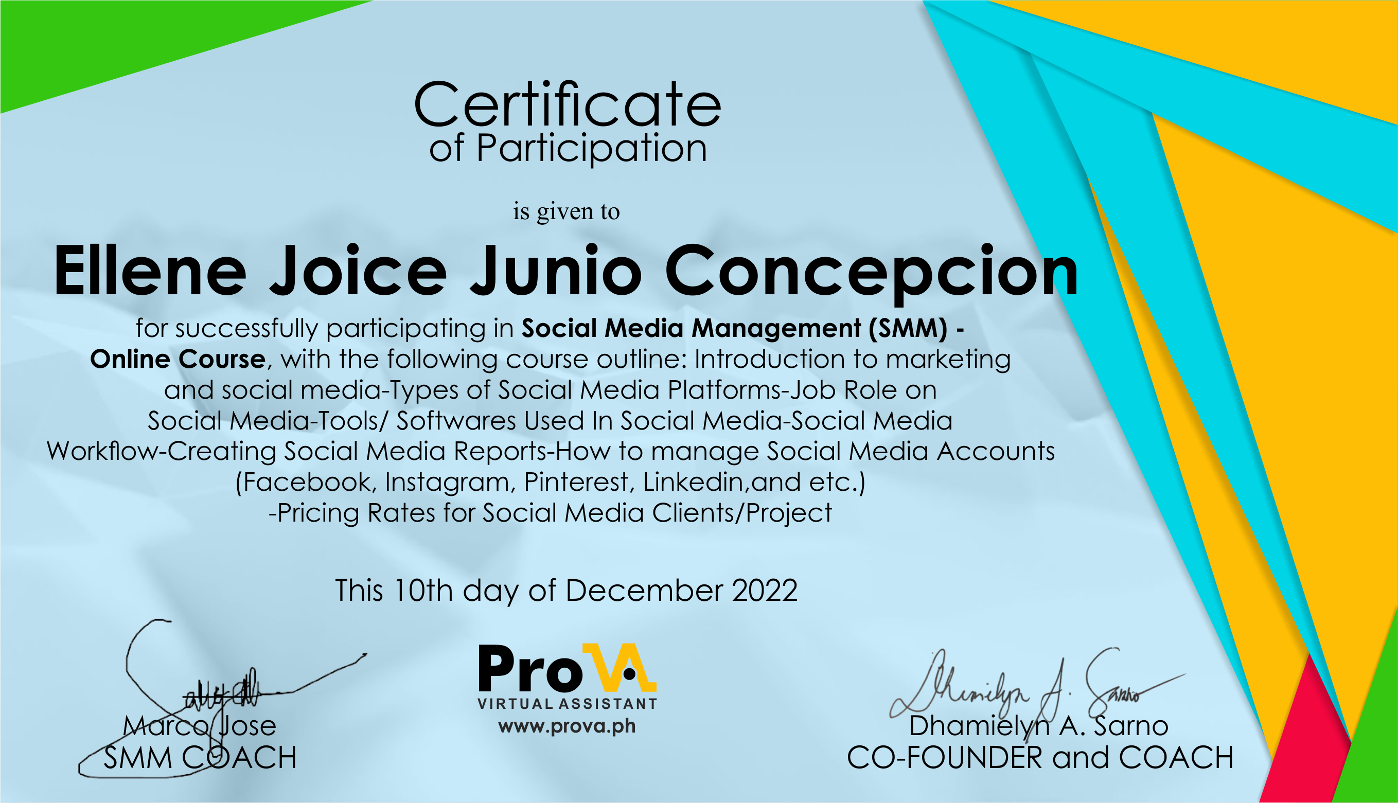 Social Media Management Certificate