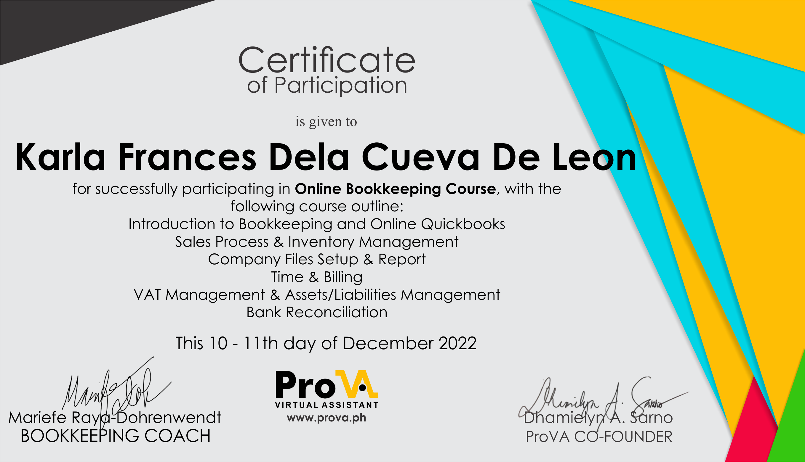 Online Bookkeeping (Dec.10-11, 2022)