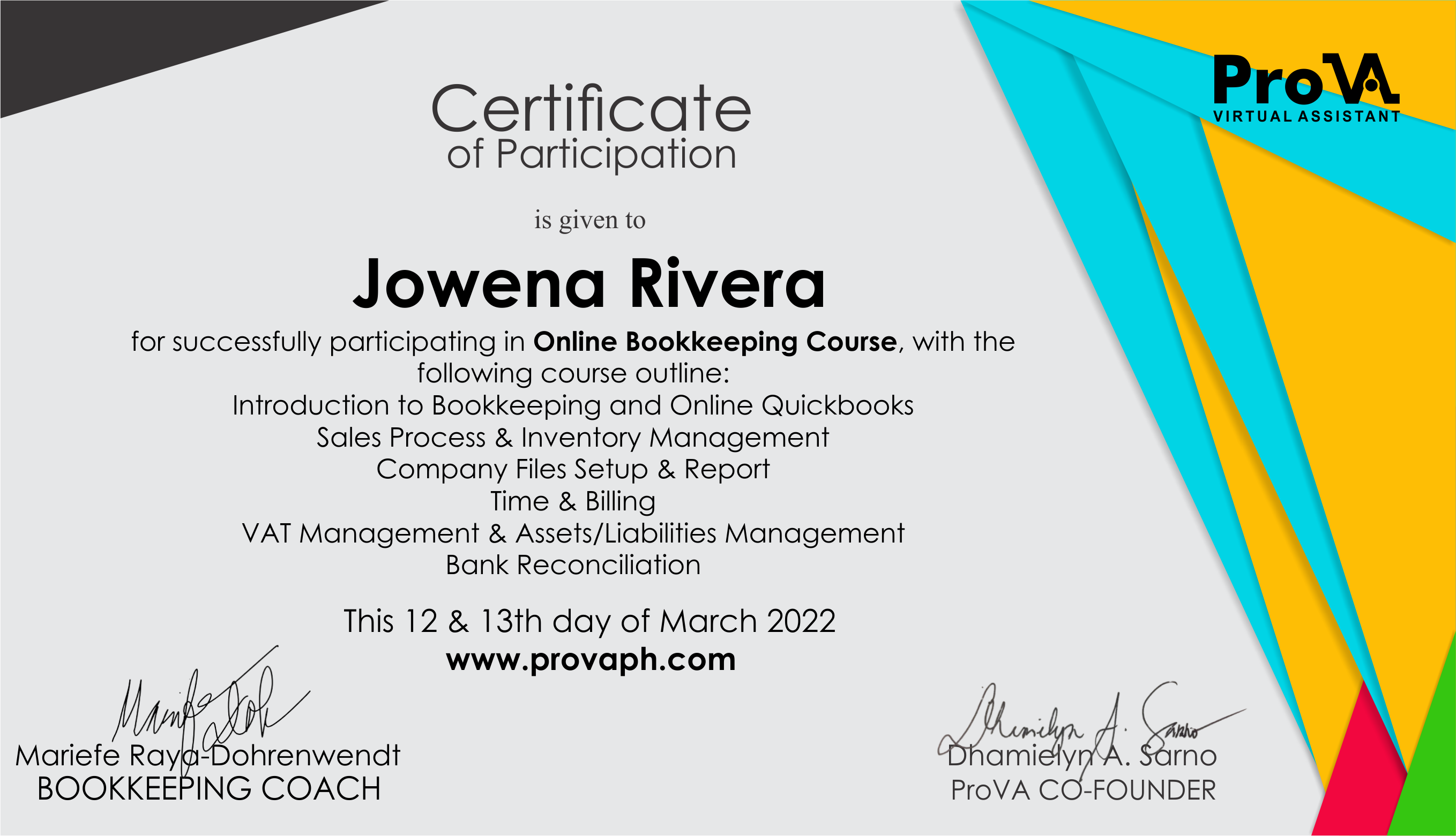 QuickBooks Certificate