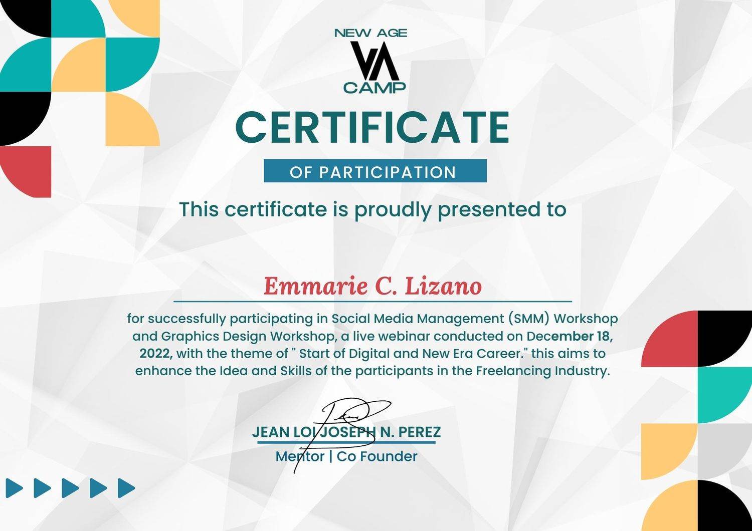 SMM CERTIFICATE