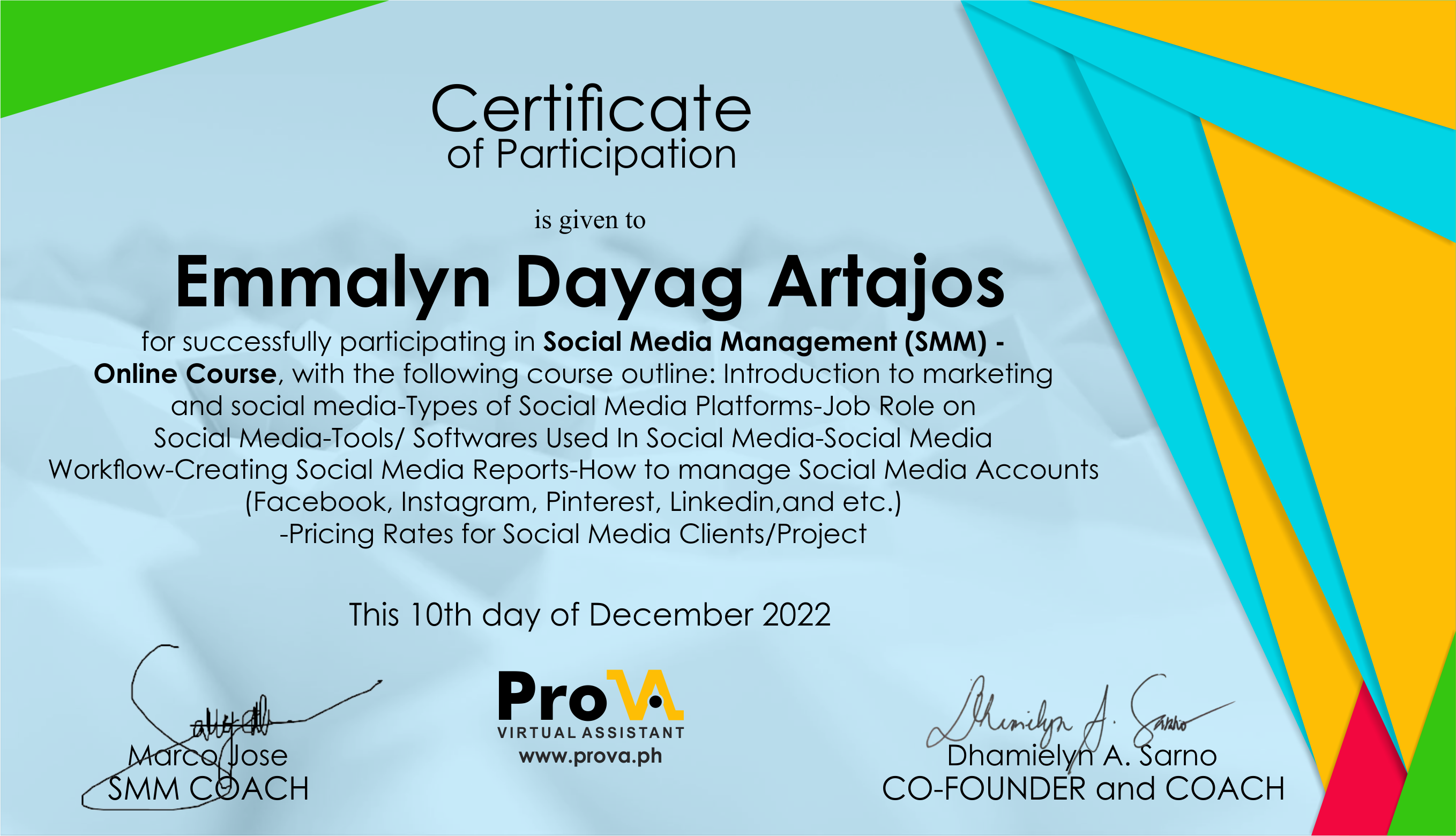 Certificate-SMM