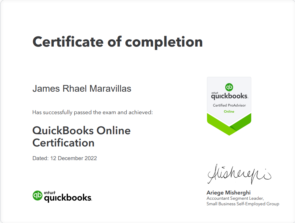 Quickbooks Online Certificate