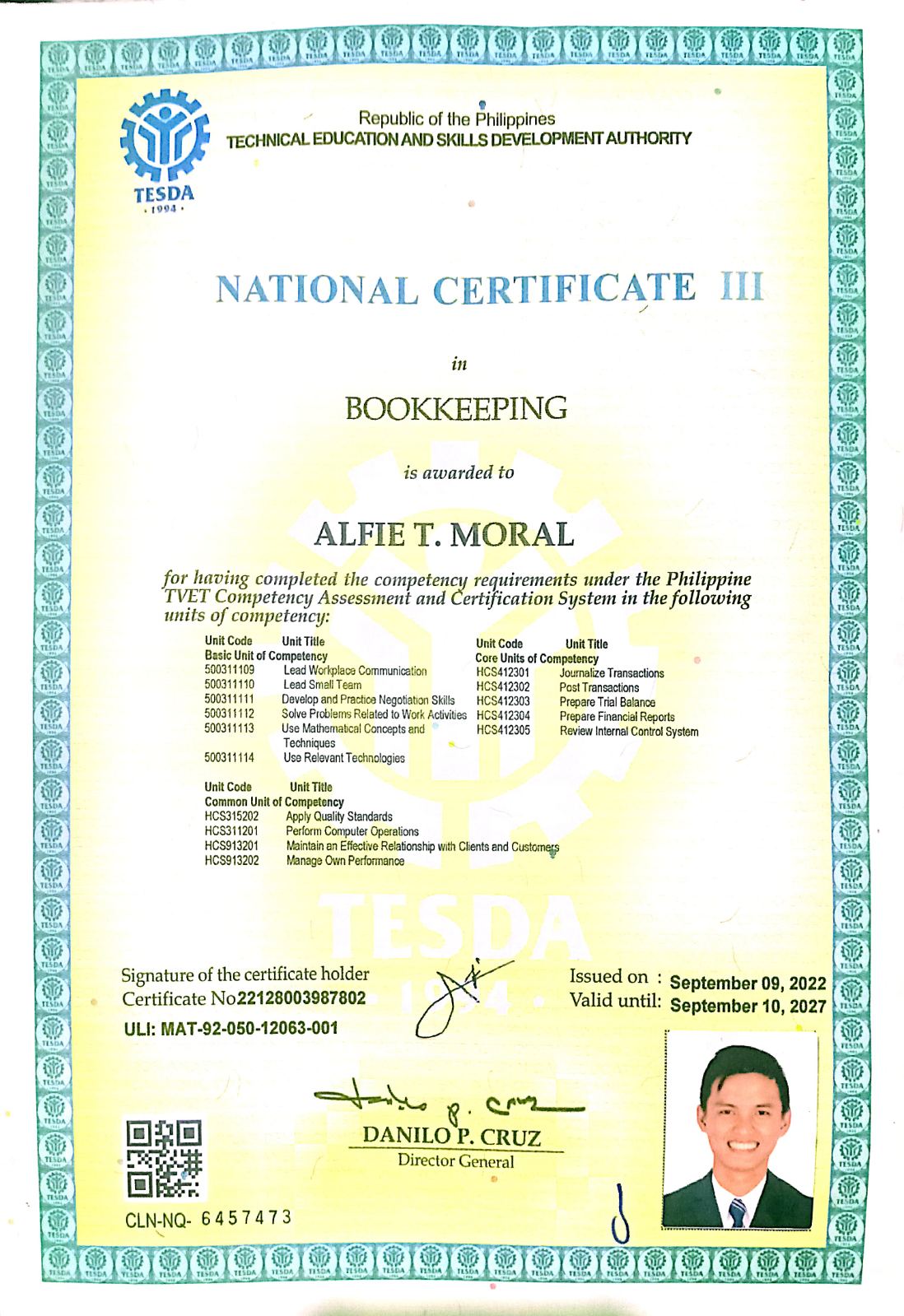 Bookkeeping National Certificate Lv. III