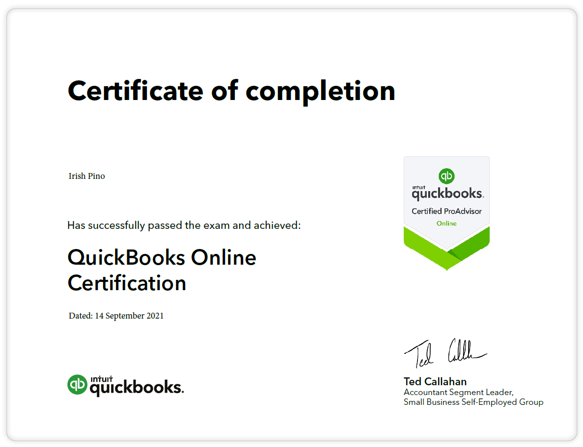 Certified QuickBooks ProAdvisor