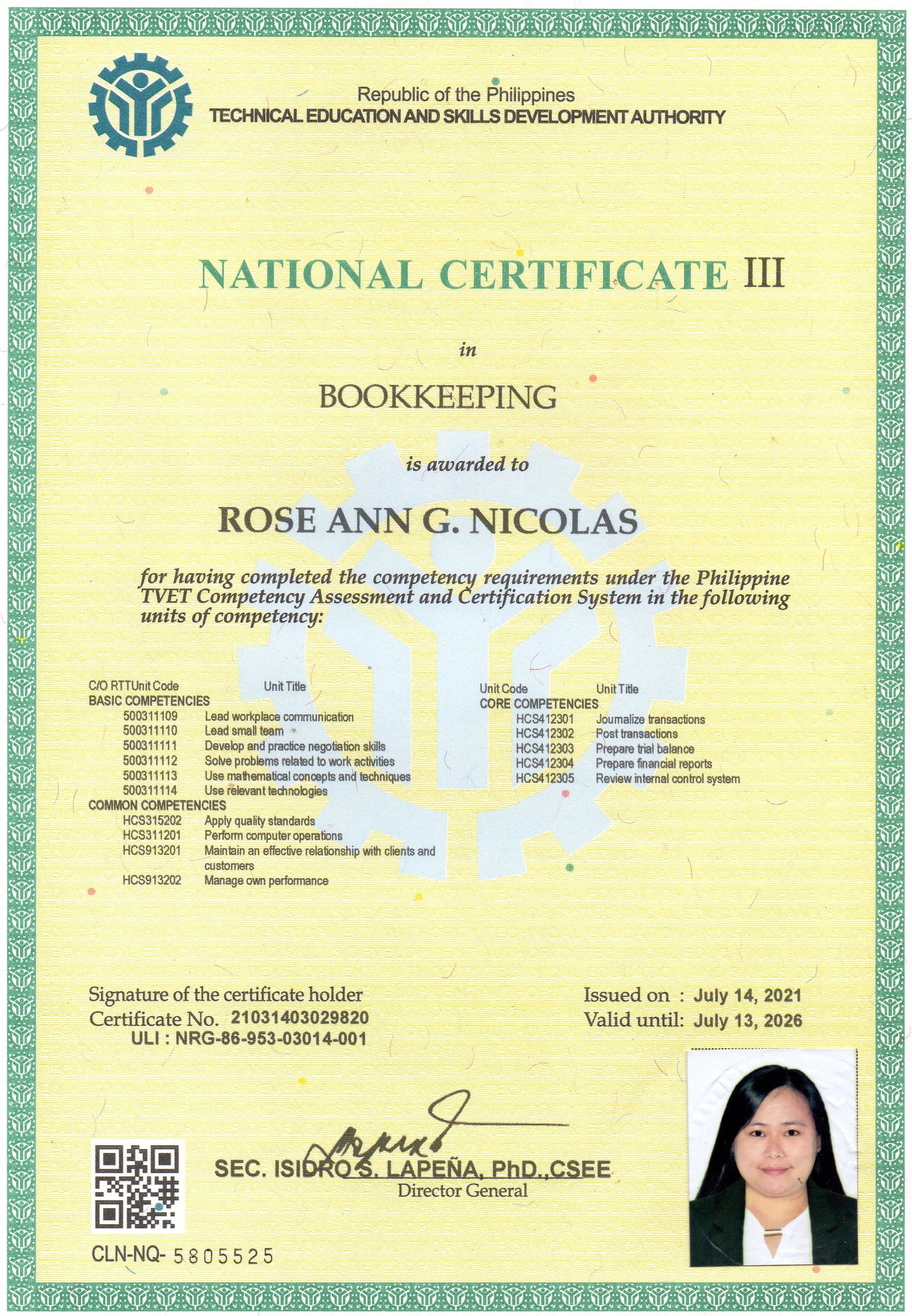 NC3 Bookkeeping