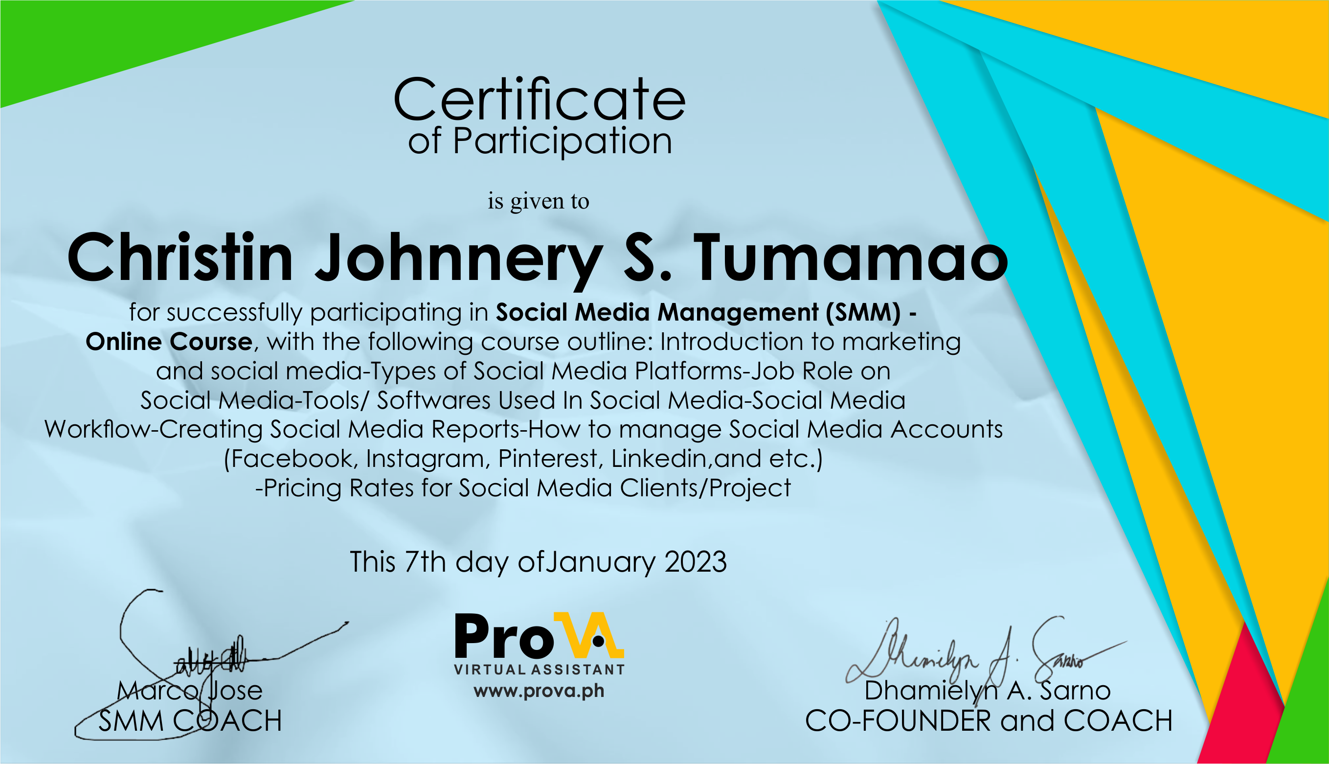 Social Media Management (SMM) - Online Course Certificate