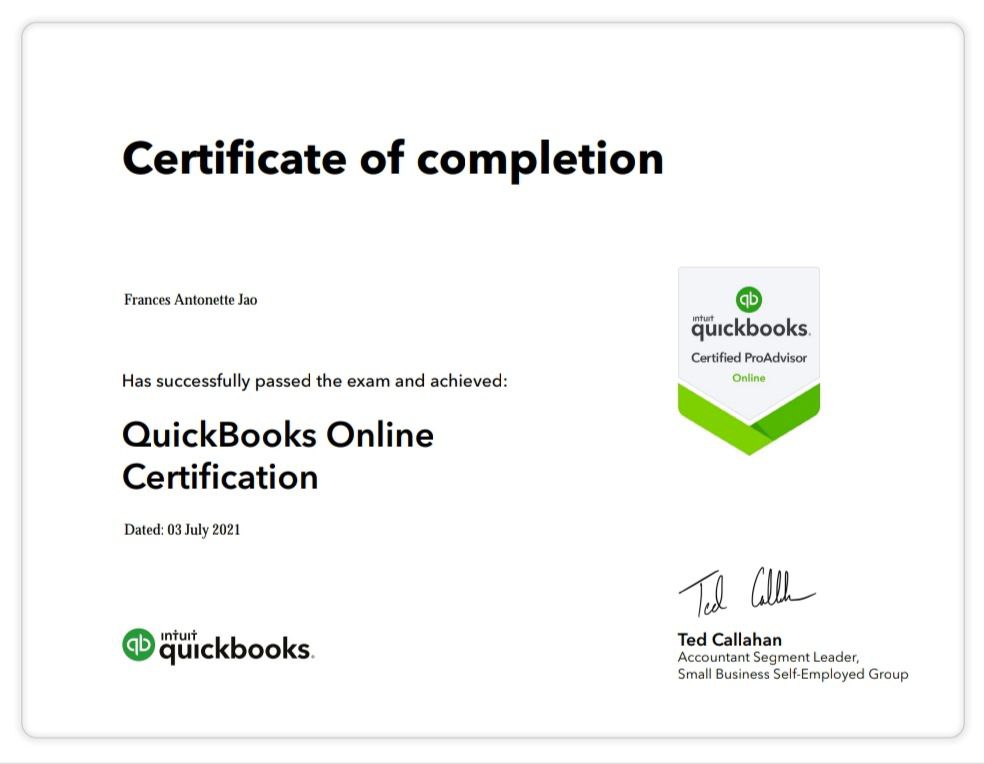 QuickBooks Online Certified ProAdvisor