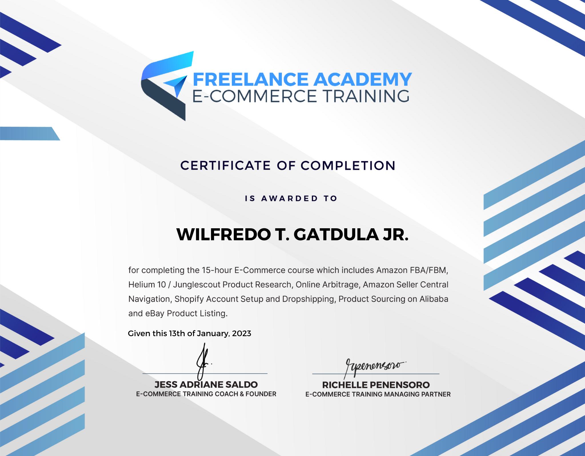 E-commerce Training Certificate