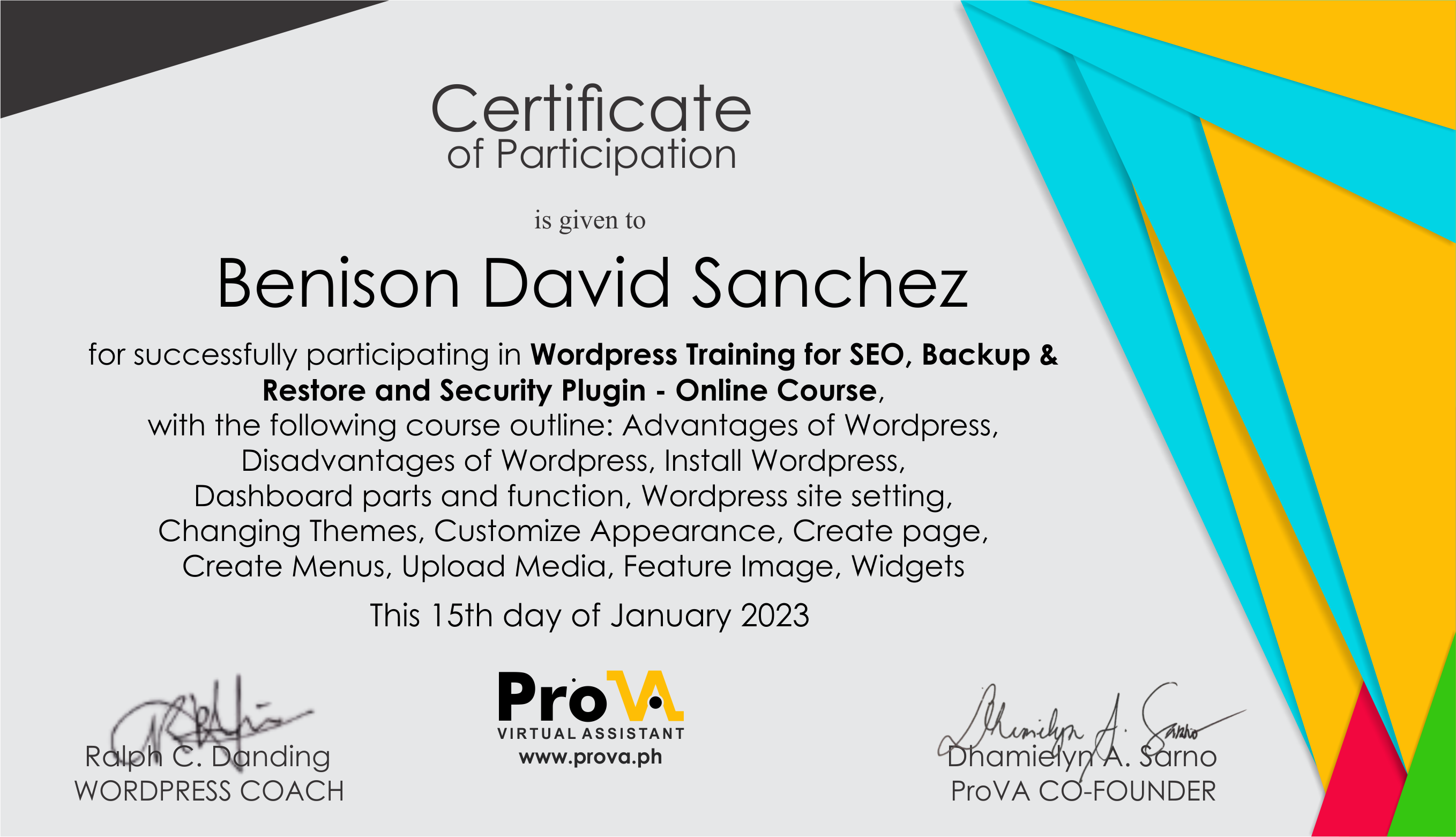 Wordpress Certificate