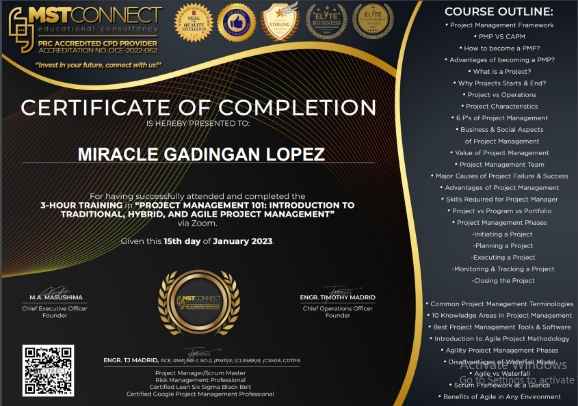 Project Management Certificate