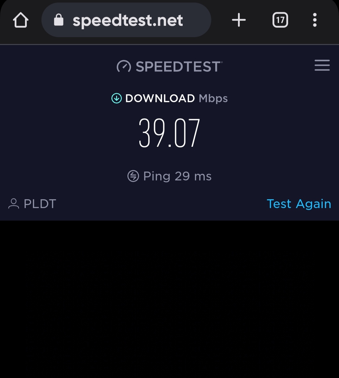 Internet Connection SPEED TEST Results