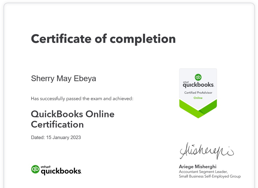 Quickbook Certified ProAdvisor