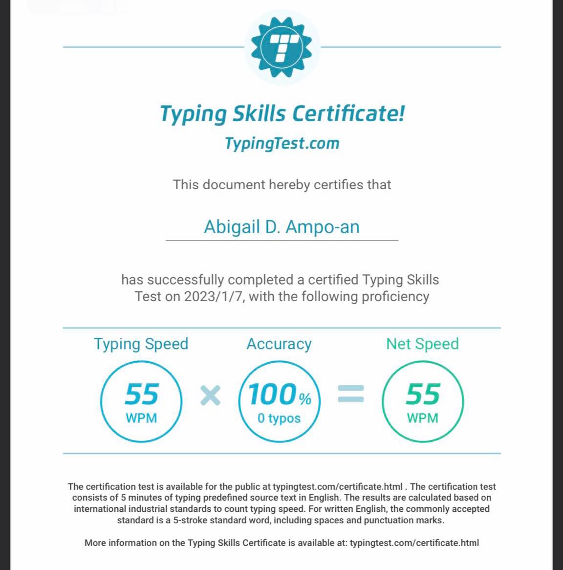 Typing test