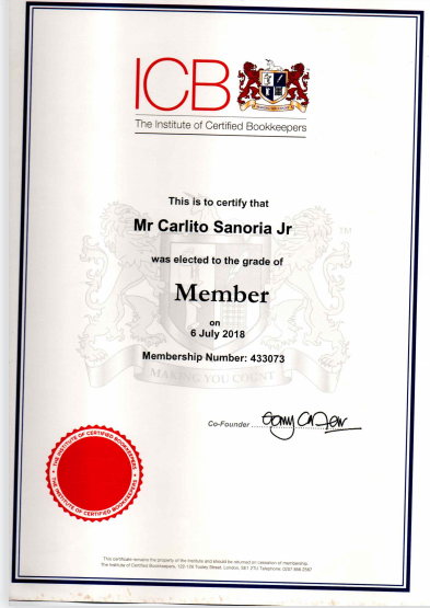 Membership in the Institute of Certified Bookkeepers