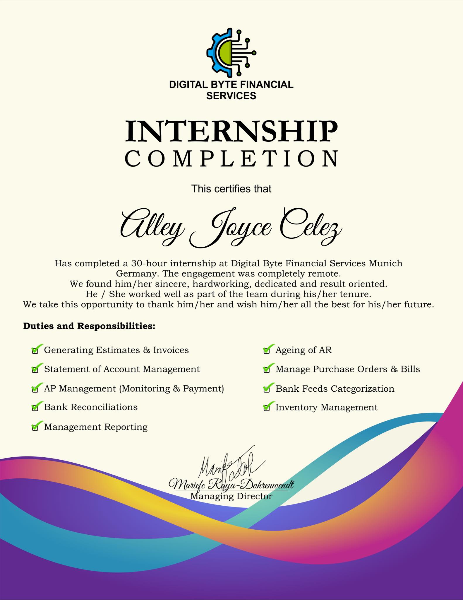 Internship Certificate