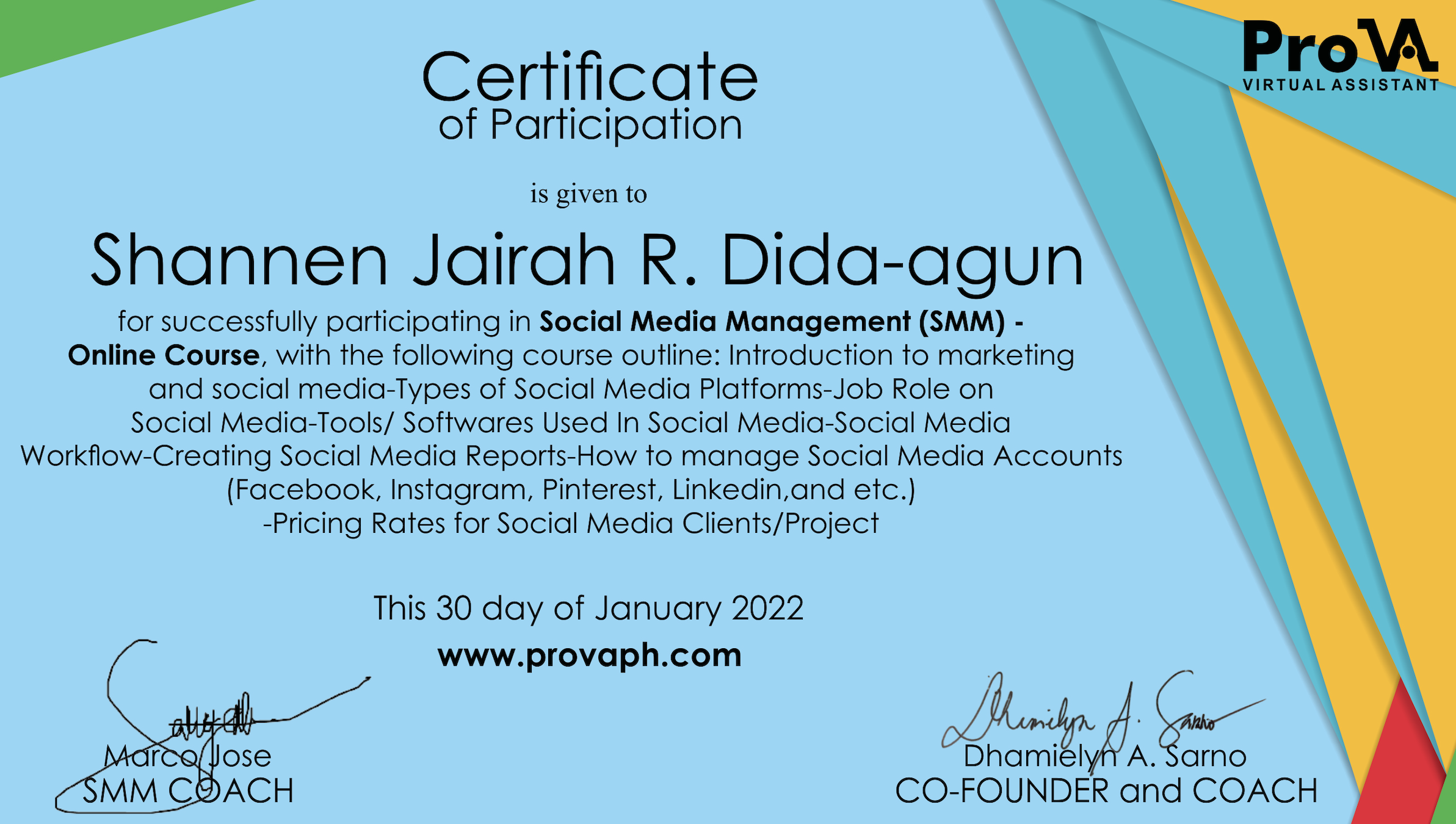 Social Media Management Certificate