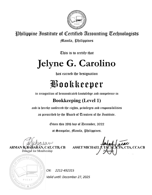 Certified Bookkeeper